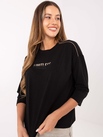 Czarna damska bluzka z okrągłym dekoltem