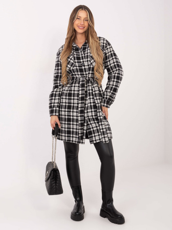 Czarno-biały płaszcz w kratę Raquel