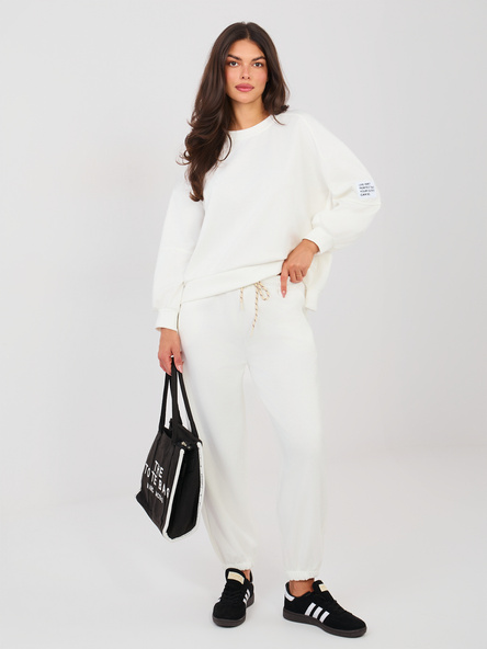 Ecru dresowe spodnie ze ściągaczami