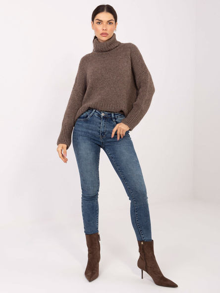 Ciemnoniebieskie jeansy skinny ze średnim stanem