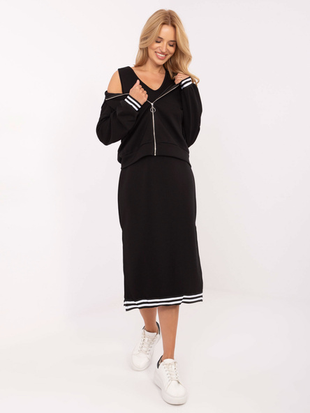 Czarny komplet z bluzą z kapturem RUE PARIS