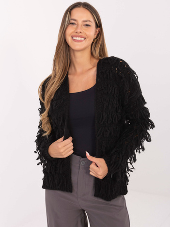 Czarny damski kardigan bez zapięcia RUE PARIS