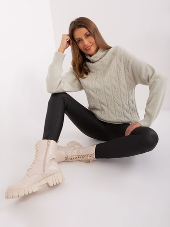 Czarne ocieplane legginsy skinny fit z ekoskóry