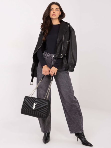 Czarna gładka bluzka loongsleeve SUBLEVEL