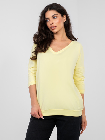 Pastelowa żółta bluzka basic z odkrytymi plecami RUE PARIS