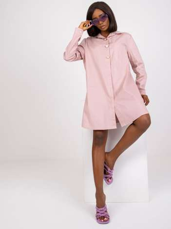 Brudnoróżowa koszula damska z ozdobnymi guzikami Noelle