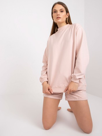 Jasnoróżowa dresowa bluza basic z bawełny