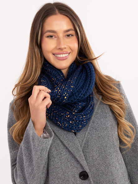 Ciemnoniebieski zimowy komin damski