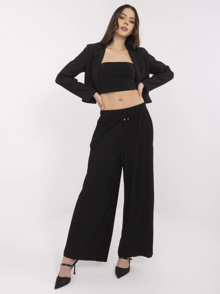 Czarne plisowane spodnie z szeroką nogawką SUBLEVEL