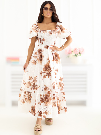 Brązowa ażurowa sukienka na lato