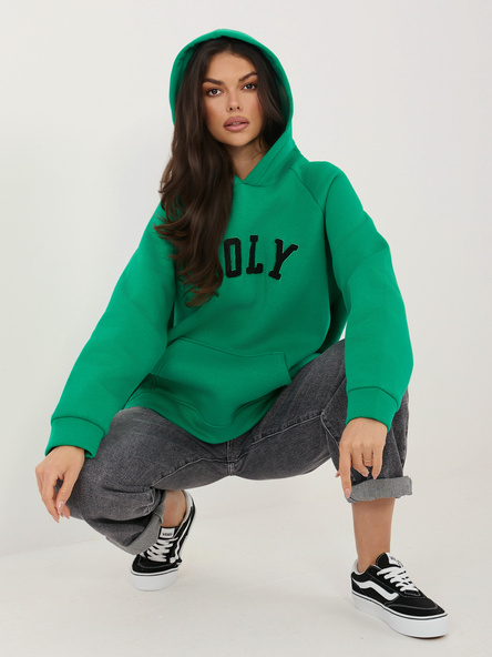 Ciemnozielona bluza oversize z ociepleniem RUE PARIS