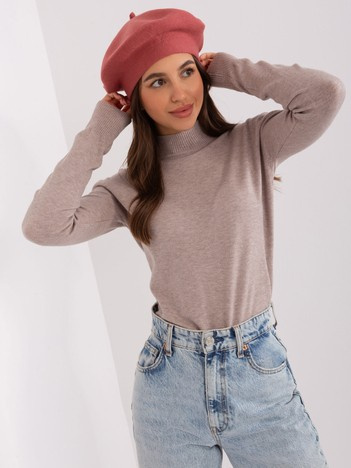 Ceglasty damski beret z kaszmirem