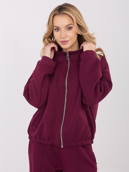 Burgundowa rozpinana bluza baloon od kompletu