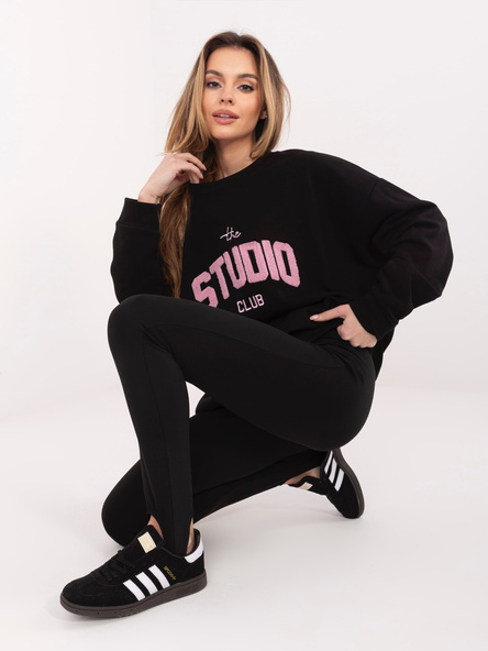 Czarna damska bluza oversize bez kaptura