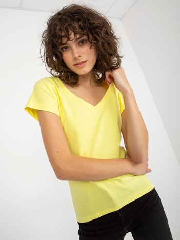 Jasnożółty jednokolorowy t-shirt basic z bawełny
