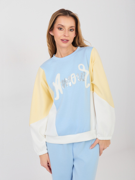 Pastelowy niebieski dresowy komplet z cekinami RUE PARIS
