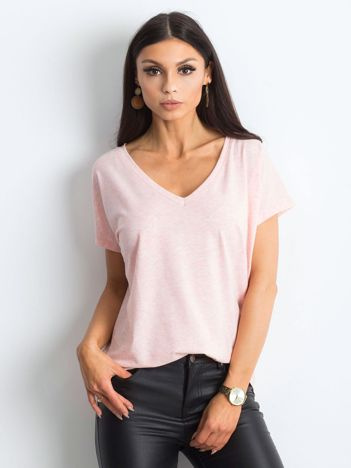 Jasnoróżowy melanżowy t-shirt Emory