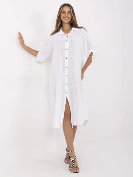 Biała koszulowa sukienka na lato OCH BELLA