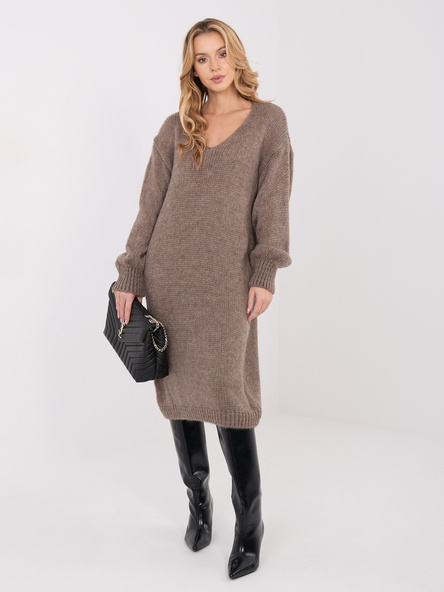 Fango sweterkowa sukienka z bufiastym rękawem