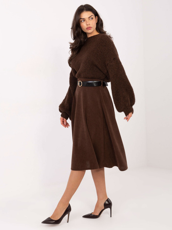 Brązowa dzianinowa spódnica z paskiem RUE PARIS