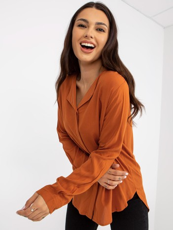 Jasnobrązowa bluzka koszulowa z dekoltem V SUBLEVEL