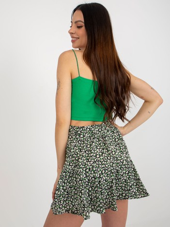 Czarno-beżowe letnie spódnico spodenki z falbaną