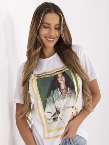 Biały damski t-shirt z nadrukiem