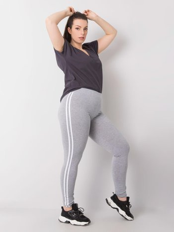 Szare melanżowe legginsy bawełniane plus size Millie