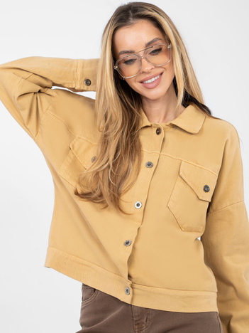 Camelowa jeansowa kurtka z kołnierzykiem RUE PARIS