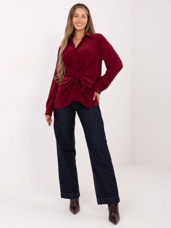 Bordowa rozpinana koszula z kołnierzykiem