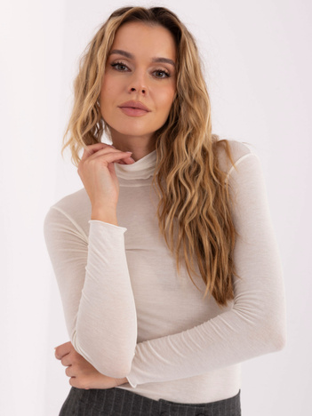 Ecru cienka bluzka z golfem