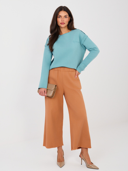 Ceglaste jeansowe spodnie z szeroką nogawką