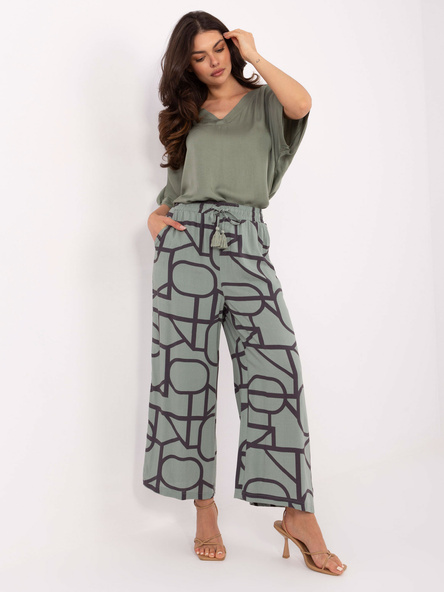 Pistacjowe letnie spodnie z nadrukiem SUBLEVEL