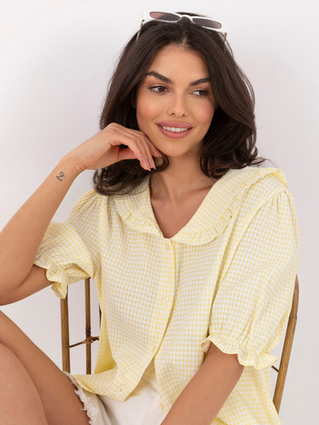 Jasnożółta damska koszula z bufiastym rękawem
