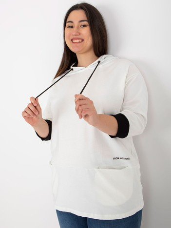 Ecru bawełniana bluza plus size z napisem