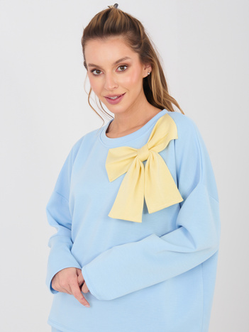 Jasnoniebieska damska bluza z kokardą RUE PARIS