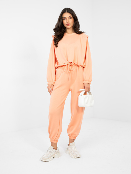 Jasnopomarańczowa krótka bluza z wiązaniem RUE PARIS