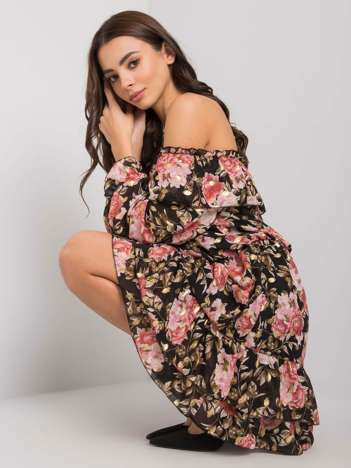 Czarno-różowa sukienka hiszpanka we wzory Calgary
