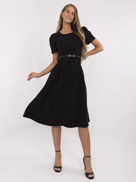 Czarna elegancka sukienka z krótkim rękawem