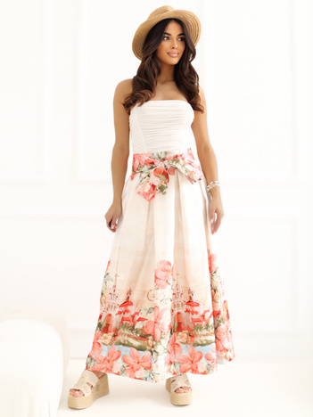 Czerwona midi spódnica z zakładkami