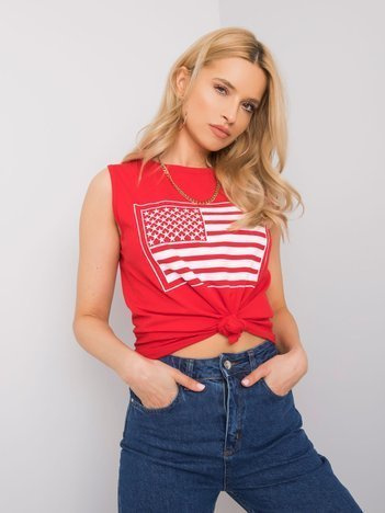 Czerwony top z nadrukiem Petra RUE PARIS