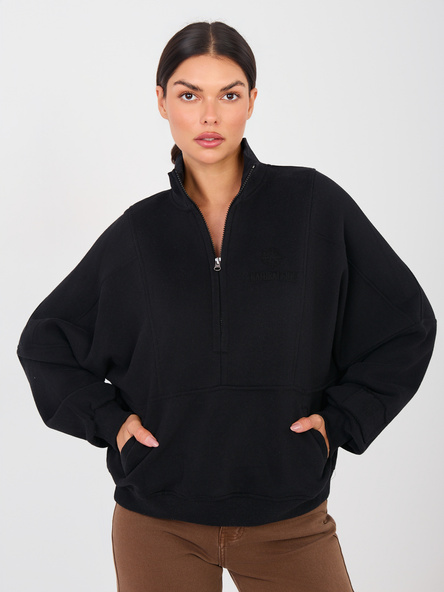 Czarna bluza z suwakiem u góry NATURAL SIDE