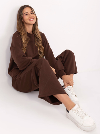 Brązowy komplet basic z bluzą oversize