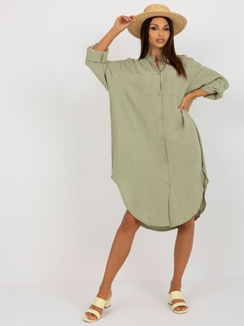 Jasnozielona midi sukienka szmizjerka oversize OCH BELLA