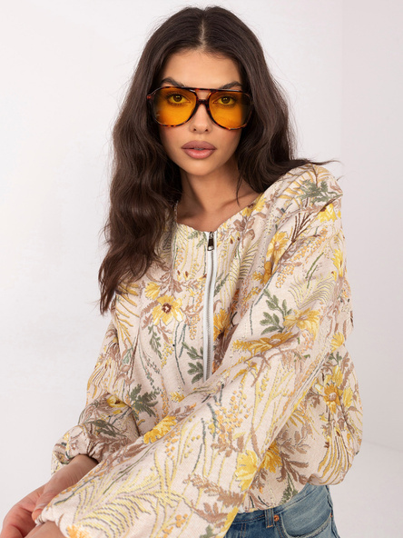 Żółta balonowa kurtka zapinana na suwak