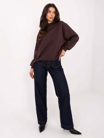 Czekoladowa bluza oversize z półgolfem BASIC FEEL GOOD
