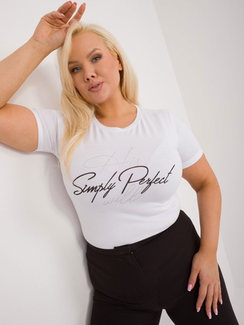 Biały dopasowany t-shirt plus size z napisem