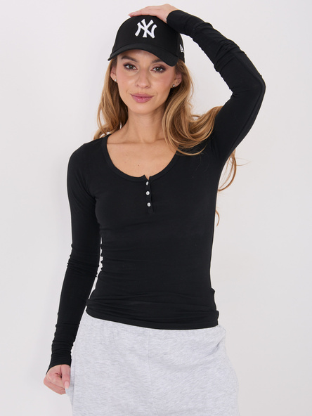 Czarna bluzka basic longsleeve z bawełny