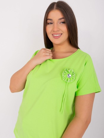 Jasnozielona bluzka plus size z ozdobną aplikacją