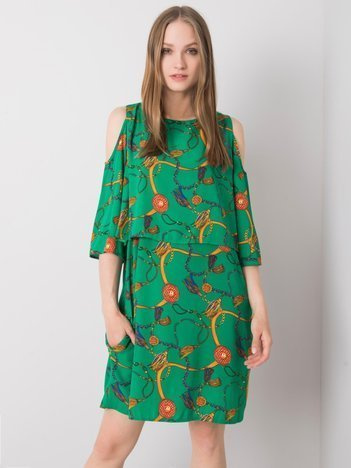 Zielona sukienka z printami Maresol RUE PARIS